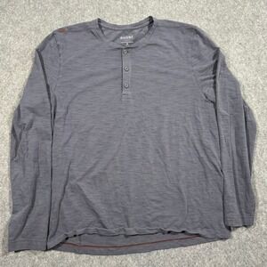 Rhone Mens XL Gray Slub Knit Long Sleeve Henley Shirt Activewear Performance Gym